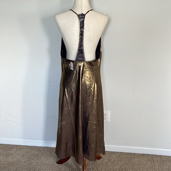 Free People Sunset Shimmer Satin Midi Slip Dress - Picture 2 of 4